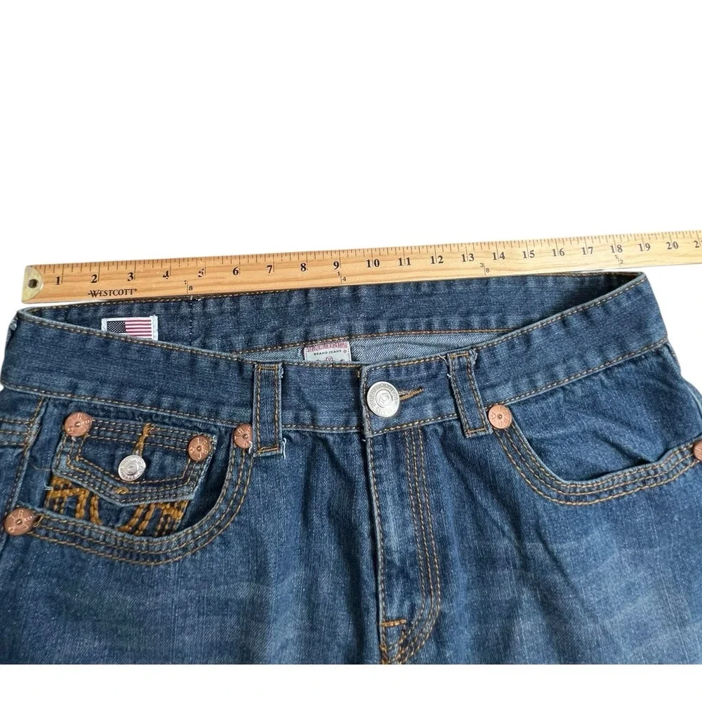 True Religion Mens 38X31 Billy Bootcut Flap Pocket‎ Relaxed Jeans Thick Stitch